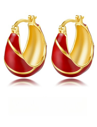 Red Oil-drop Glaze Hoop Earrings