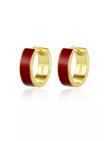 Red Oil-drop Glaze Hoop Earrings