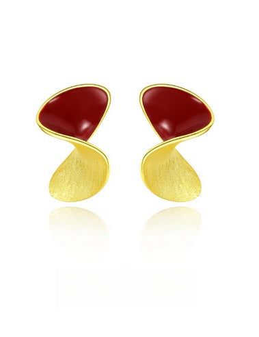 Red Oil-drop Glaze Earrings