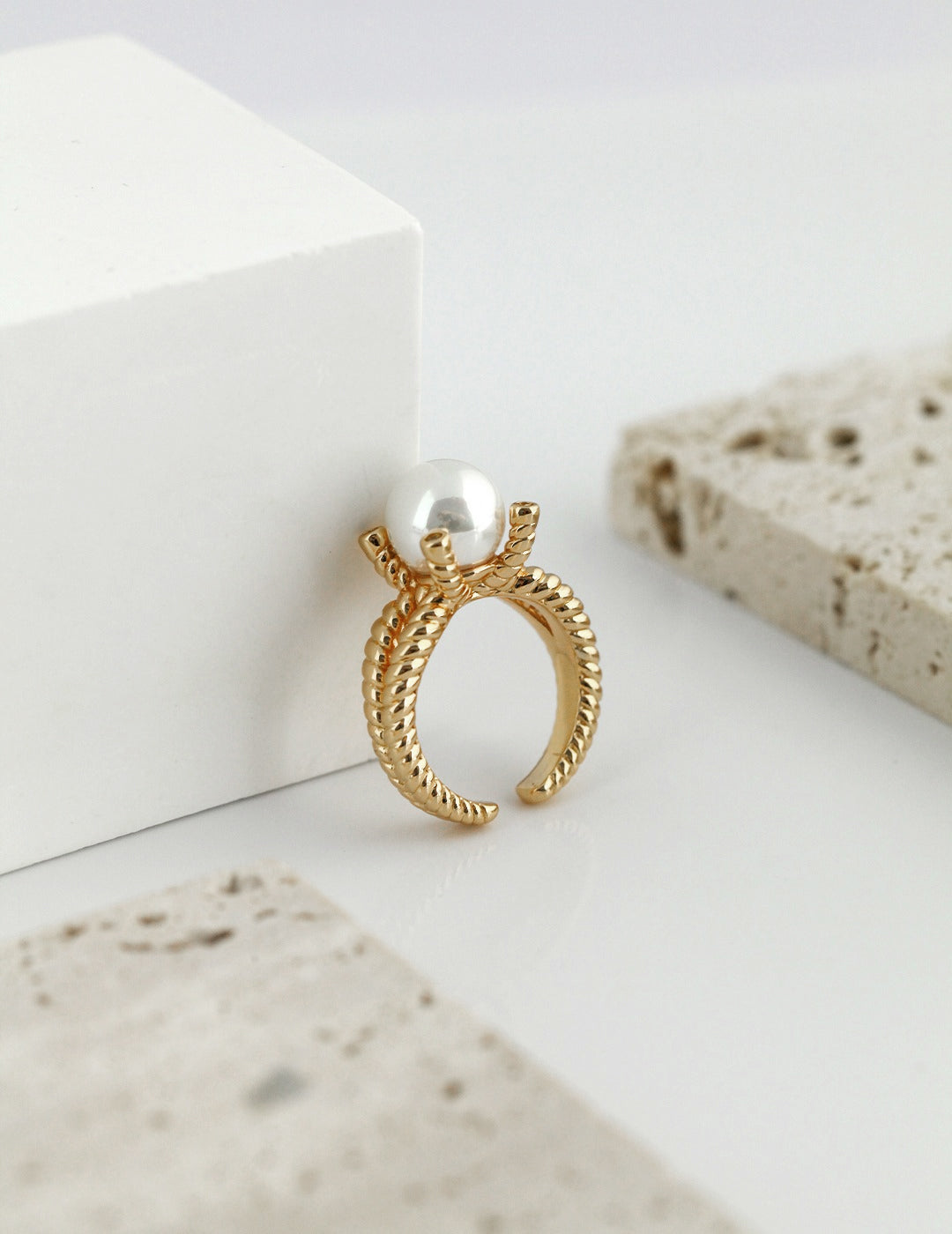 Pearl Adjustable Open Ring