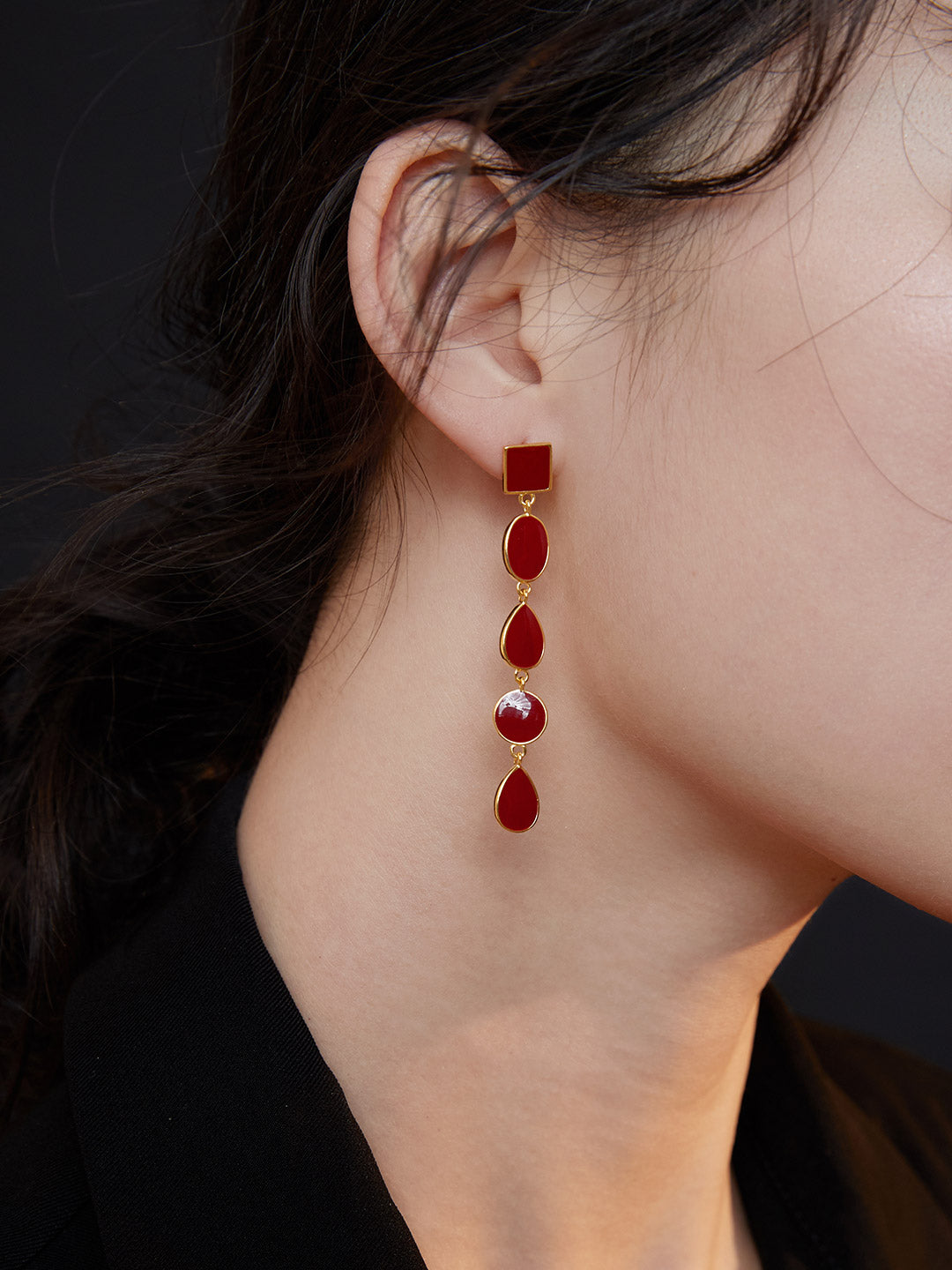 Red Oil-drop Glaze Earrings