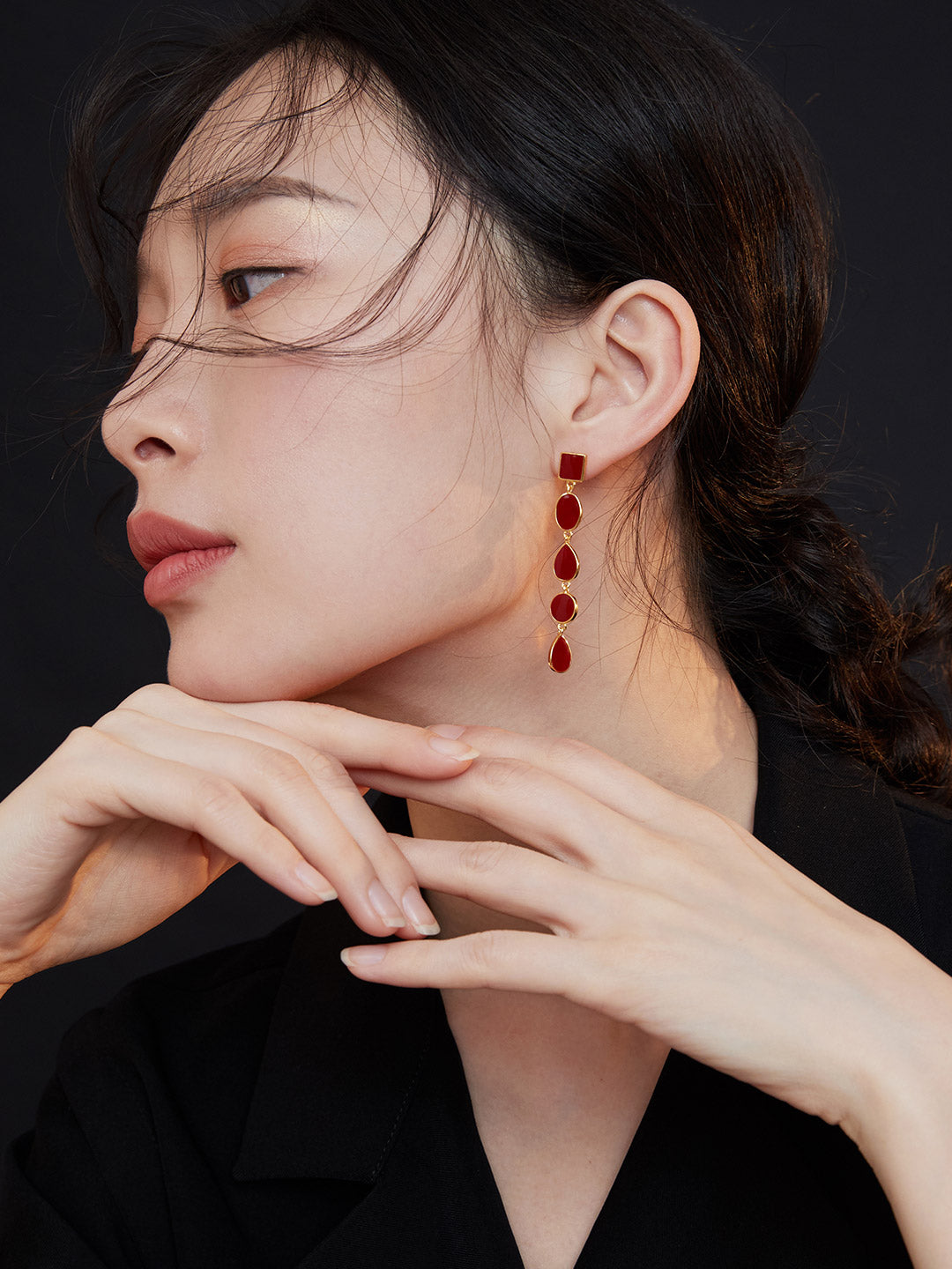 Red Oil-drop Glaze Earrings