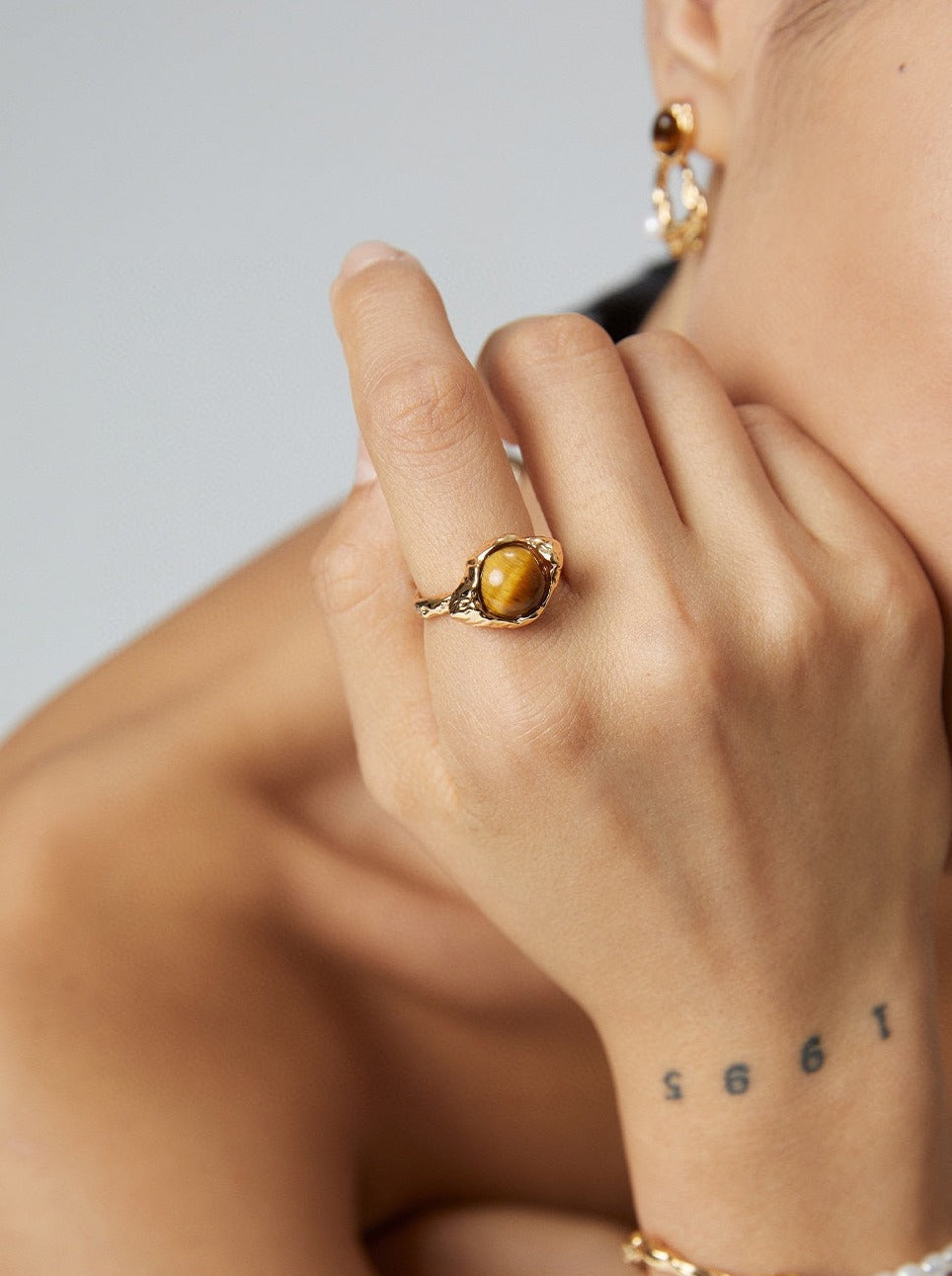 Tiger Eye Natural Stone Ring